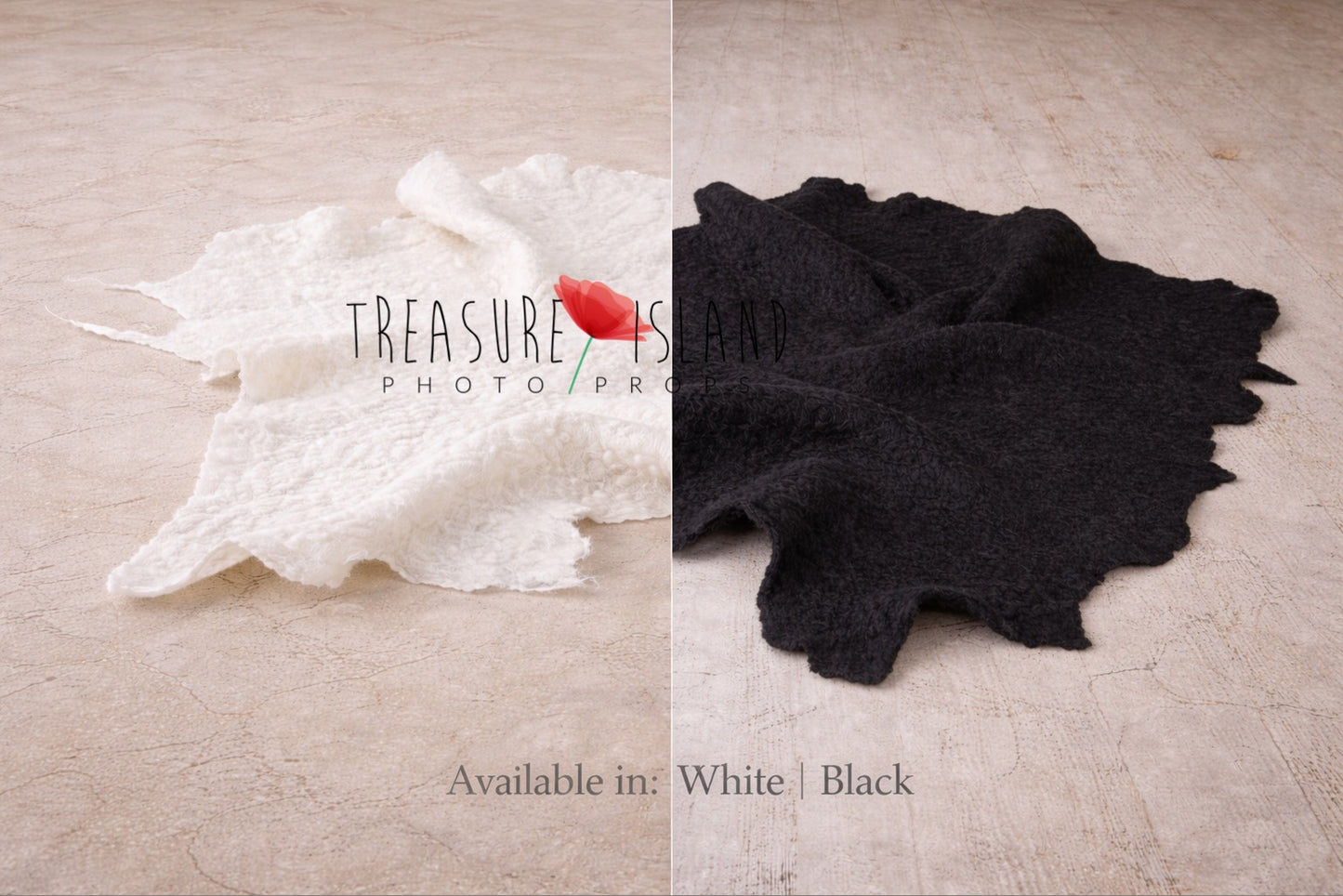 Hand-Felted Wool Blanket - Organic Shape Collection - photo props