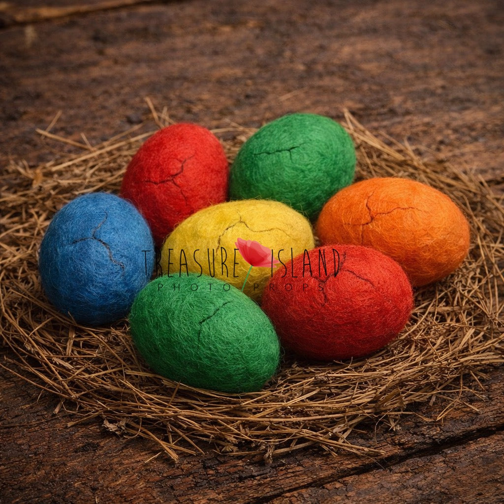 Classic Felted Easter Eggs – Handmade Colourful Newborn Photography Props