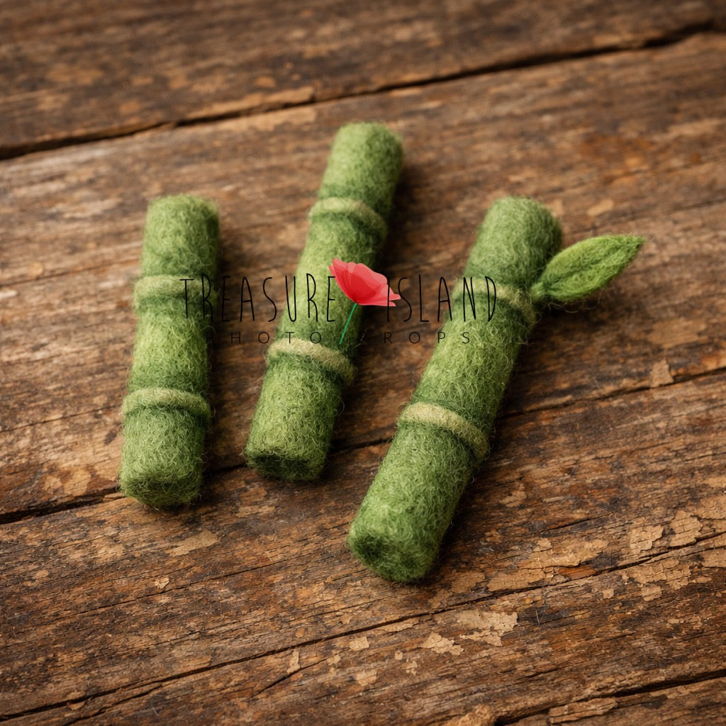 Bamboo Serenity Set – Hand-Felted Bamboo Shoots for Panda Photography