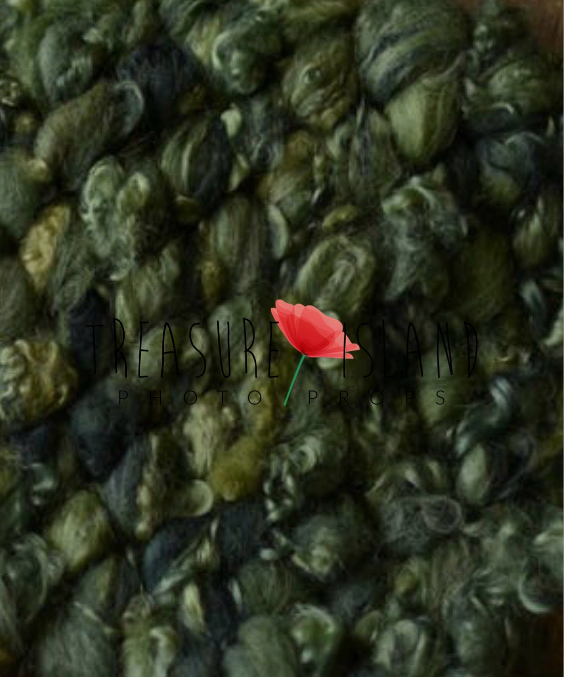 Curly Woven Blankets – Natural Wool & Sheep Locks Photography Props Forest green color