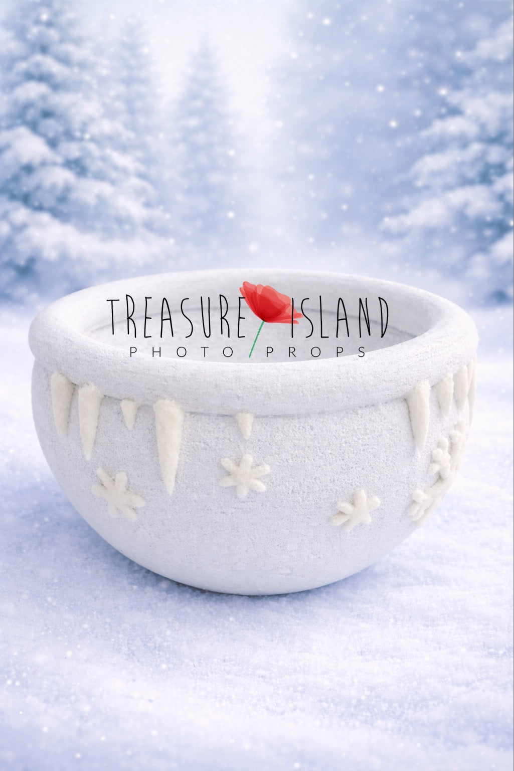 Ice Land Collection – Styrofoam Bowl with Felt Icicles & Snowflakes