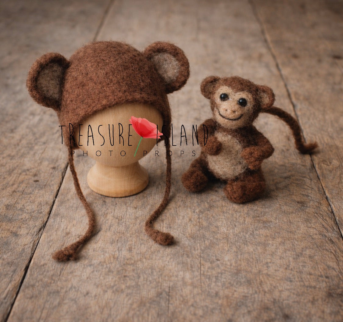 Little Monkey Dream Set – Hand-Felted Newborn Photography Prop
