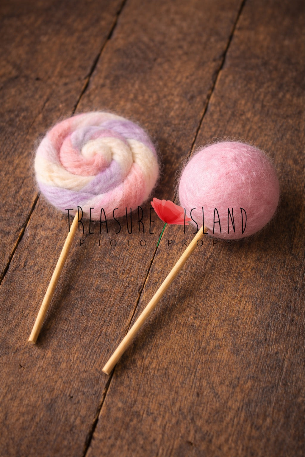 Hand-felted newborn beds in pink and lilac tones, flat swirl and spherical lollipop wool photography props for Newborn sessions 