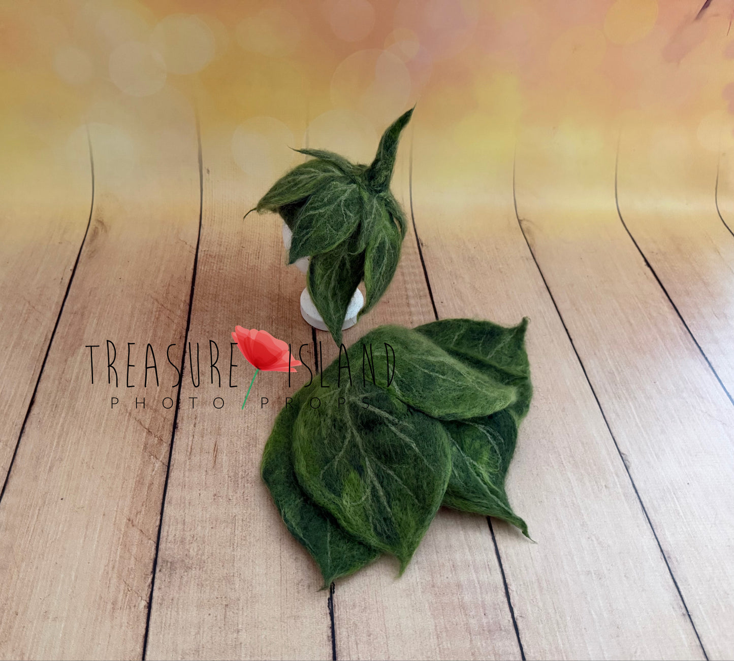 Felted Leaf Bonnet & Diaper Cover Set – Newborn Photography Woodland Prop