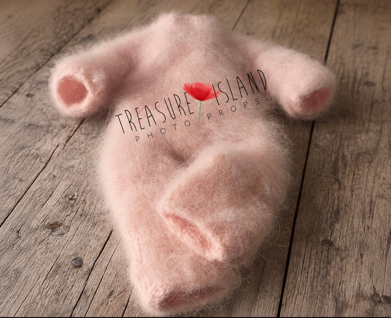 Baby Pink fluffy knitted romper for newborn and sitter photography