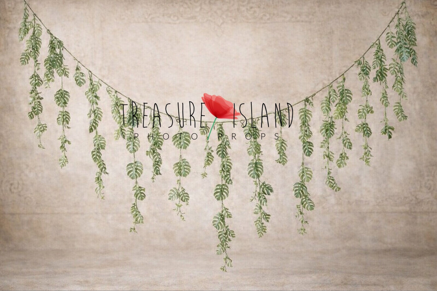 Mini Monstera Hanging Garland – Safari Cake Smash Photography Prop