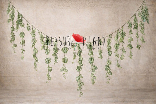 Mini Monstera Hanging Garland – Safari Cake Smash Photography Prop