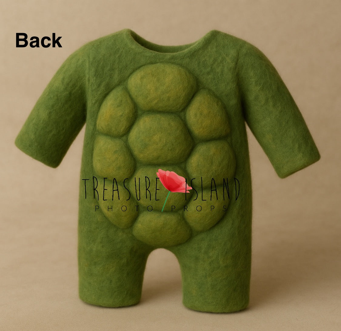 Luxury Turtle Set – Knitted Romper, Felted Bonnet, Toy & Styrofoam Bowl