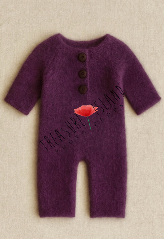 Hand-Knitted Romper – PLUM - Cozy Baby Outfit