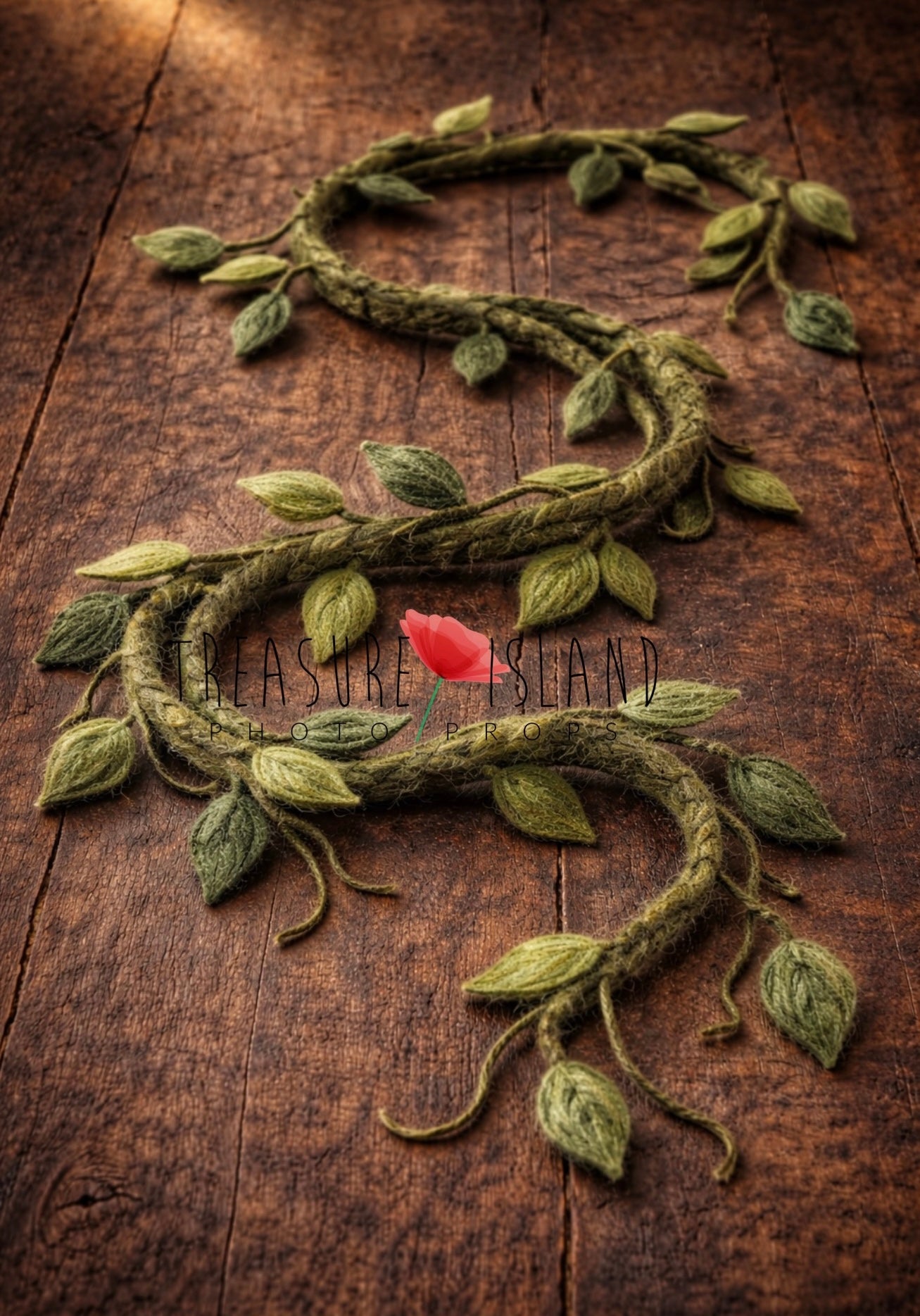 hand felted safari vine garland natural wool botanical newborn photography prop jungle styling
