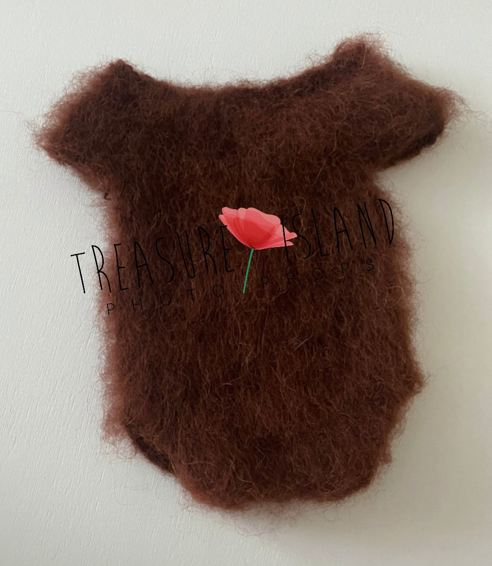 Chestnuts brown  fluffy short-sleeve knitted photography bodysuits