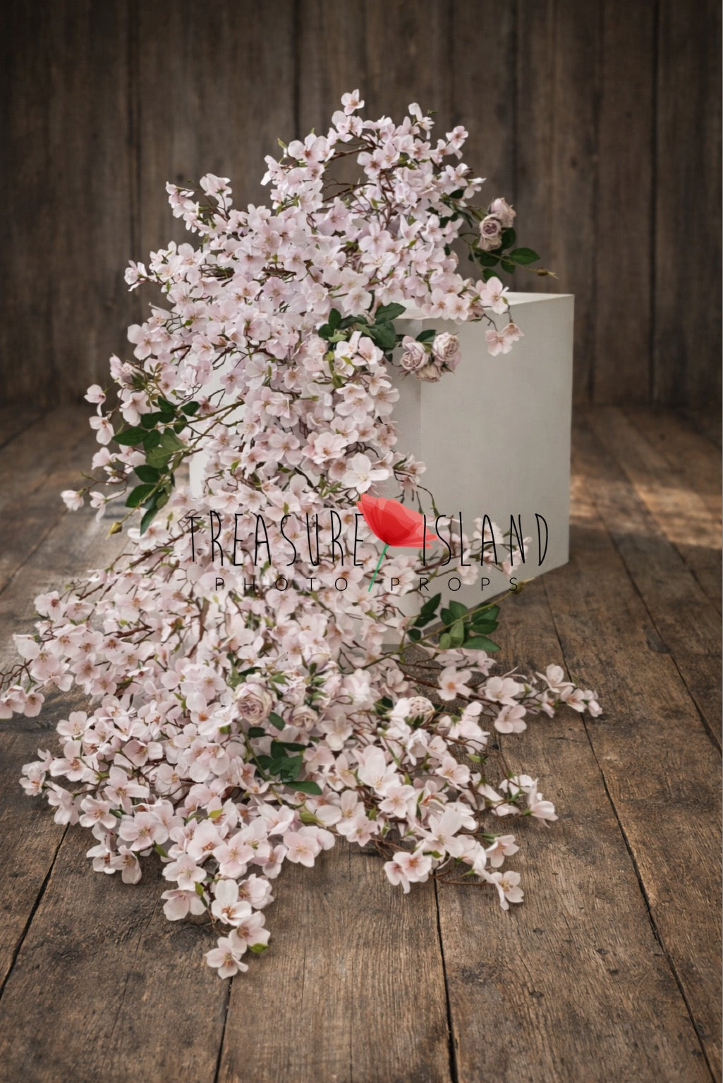 Luxury artificial blossom and rose branch photography prop in white, cappuccino, blue or blush pink – flexible floral decoration for newborn and sitter sessions
