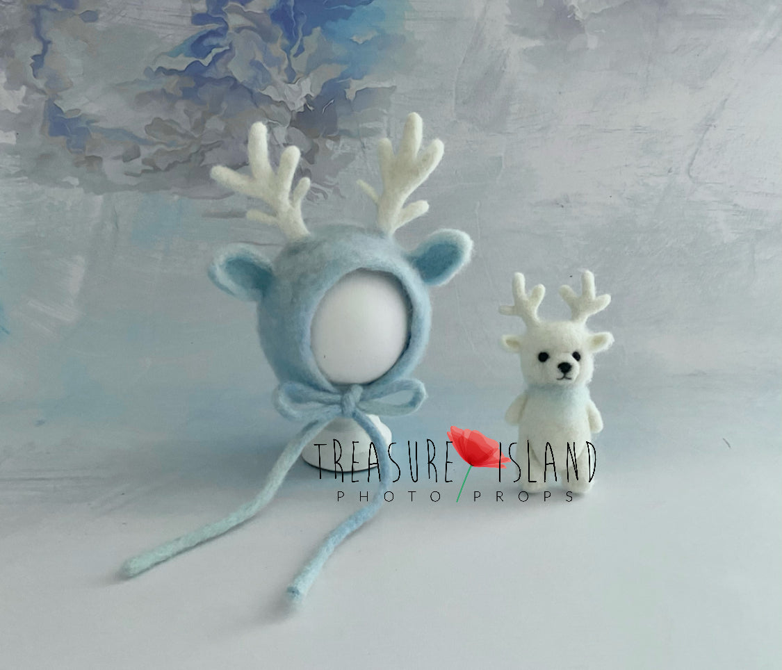 Felted Reindeer Set – ICE LAND Collection ❄️🤍🩵