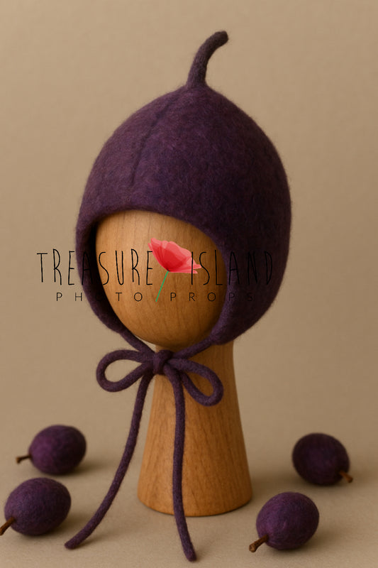 Plum Bonnet Set - Bonnet & Romper - photo props