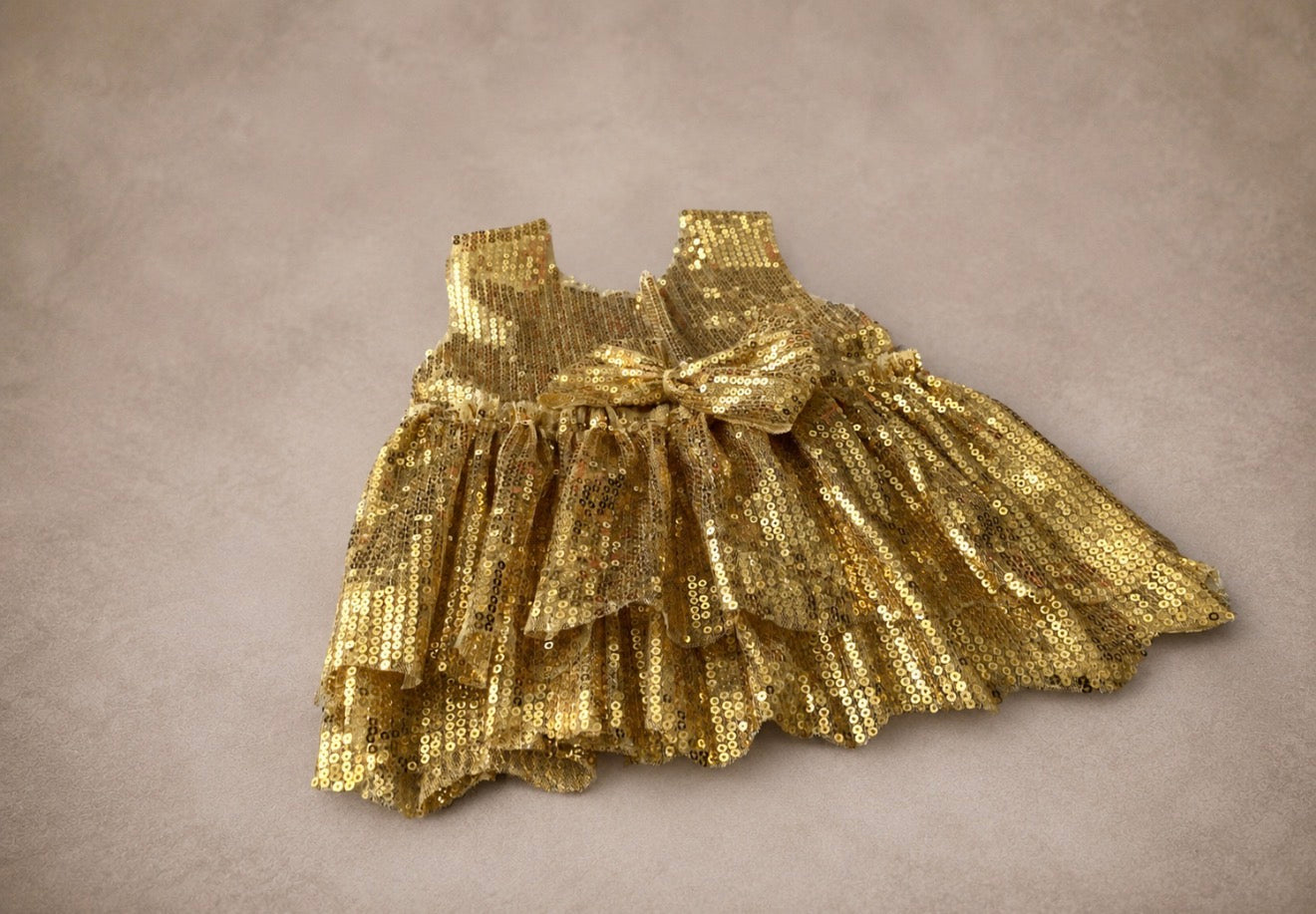 Golden Sequin Dress - Handmade Baby & Newborn Photography Outfit