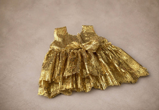 Golden Sequin Dress - Handmade Baby & Newborn Photography Outfit