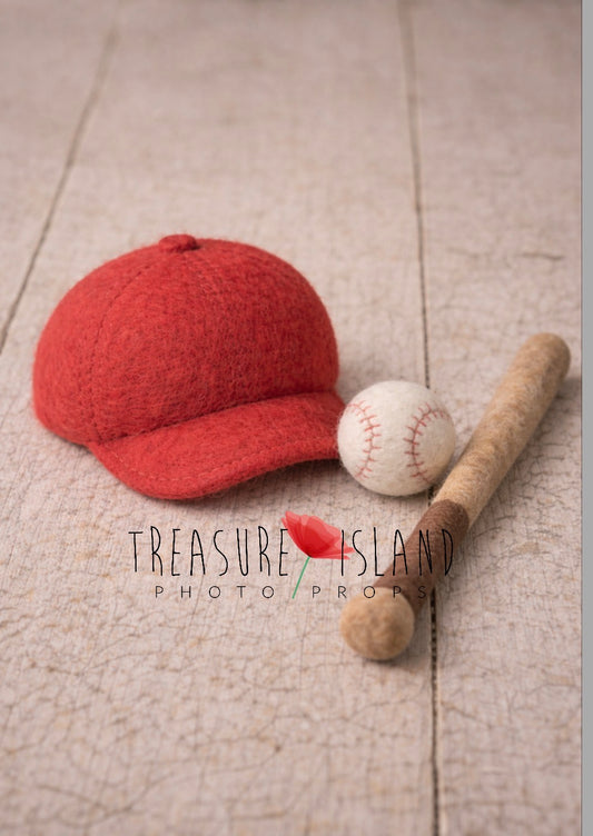 Little Slugger – Vintage Red Baseball Set | Handmade Newborn Photography Props