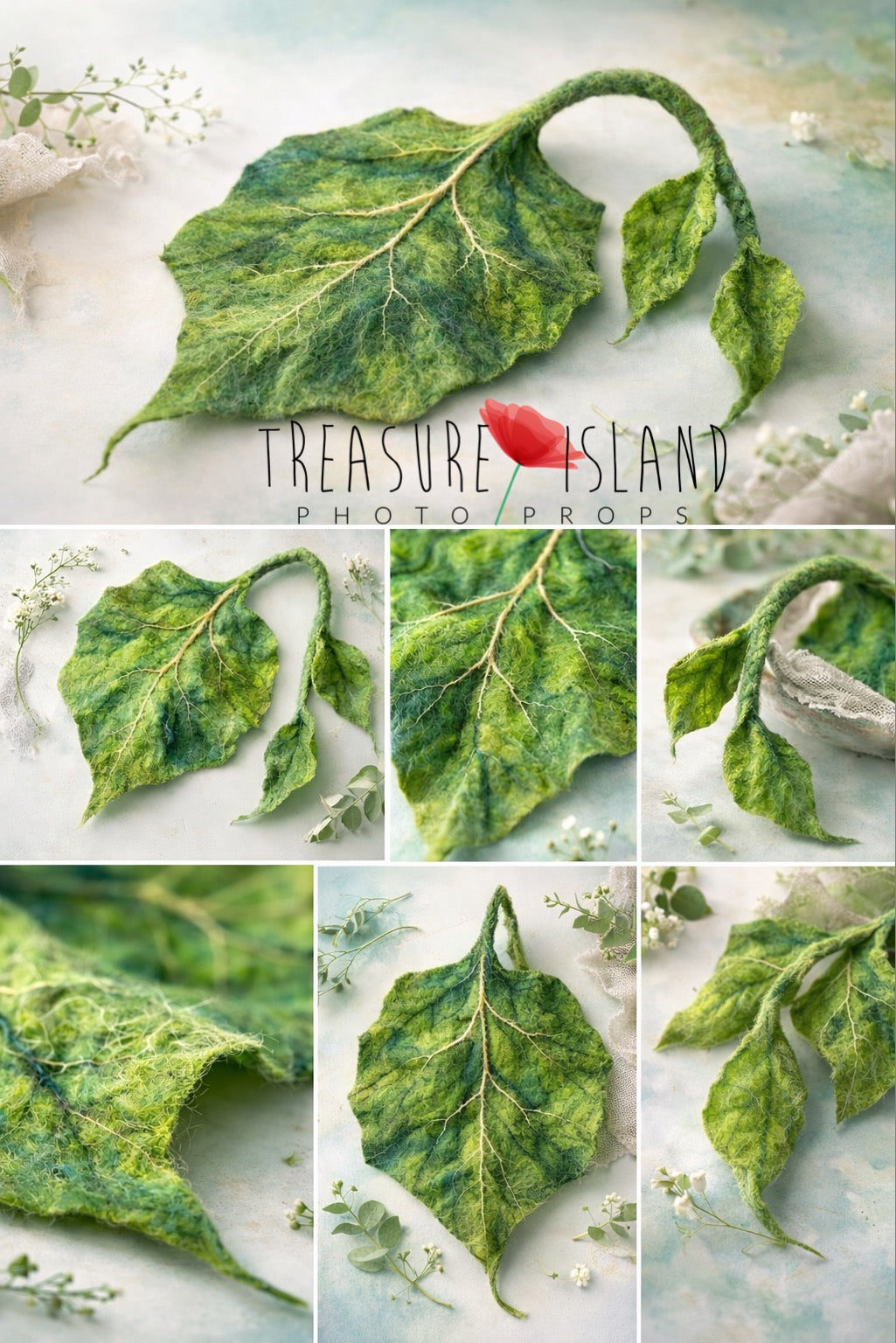 Emerald Olive – Hand Felted Leaf Prop
