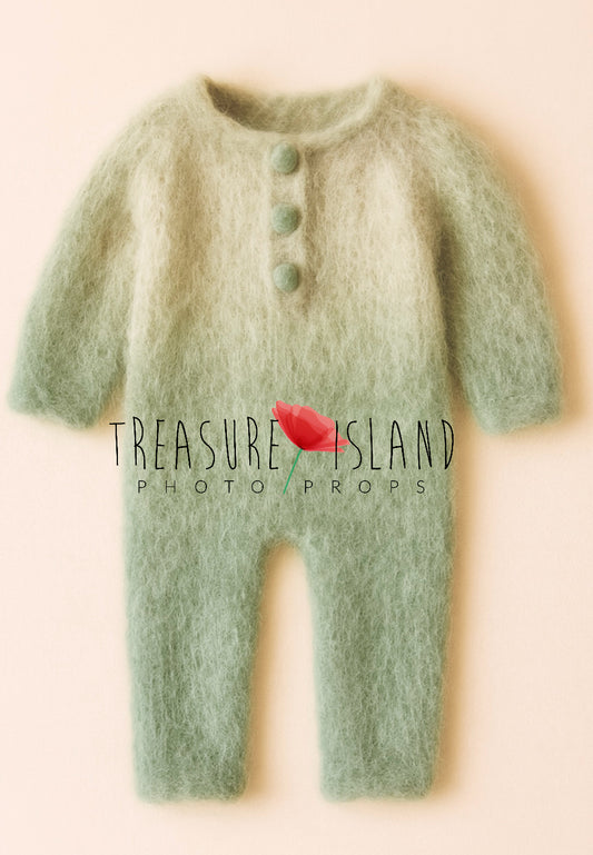 Knitted Romper – Cucumber Green Mix