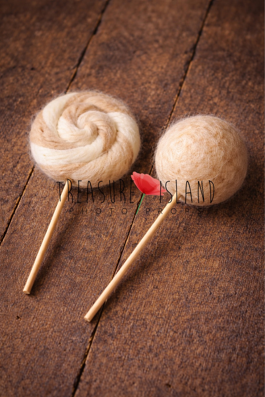 Handmade felt newborn beds in cream and beige, flat swirl and spherical lollipop styles for baby photoshoot for newborn sessions 
