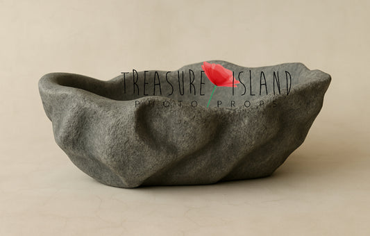 🪨 Primitive Stone Bowl – Styrofoam Photography Prop - DINOSAUR COllection