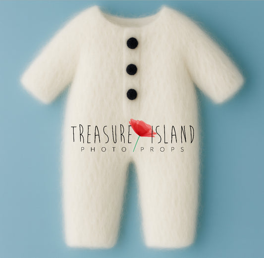 Felted Seal Romper with Buttons – NB & Sitter Sizes - Ice Land Collection