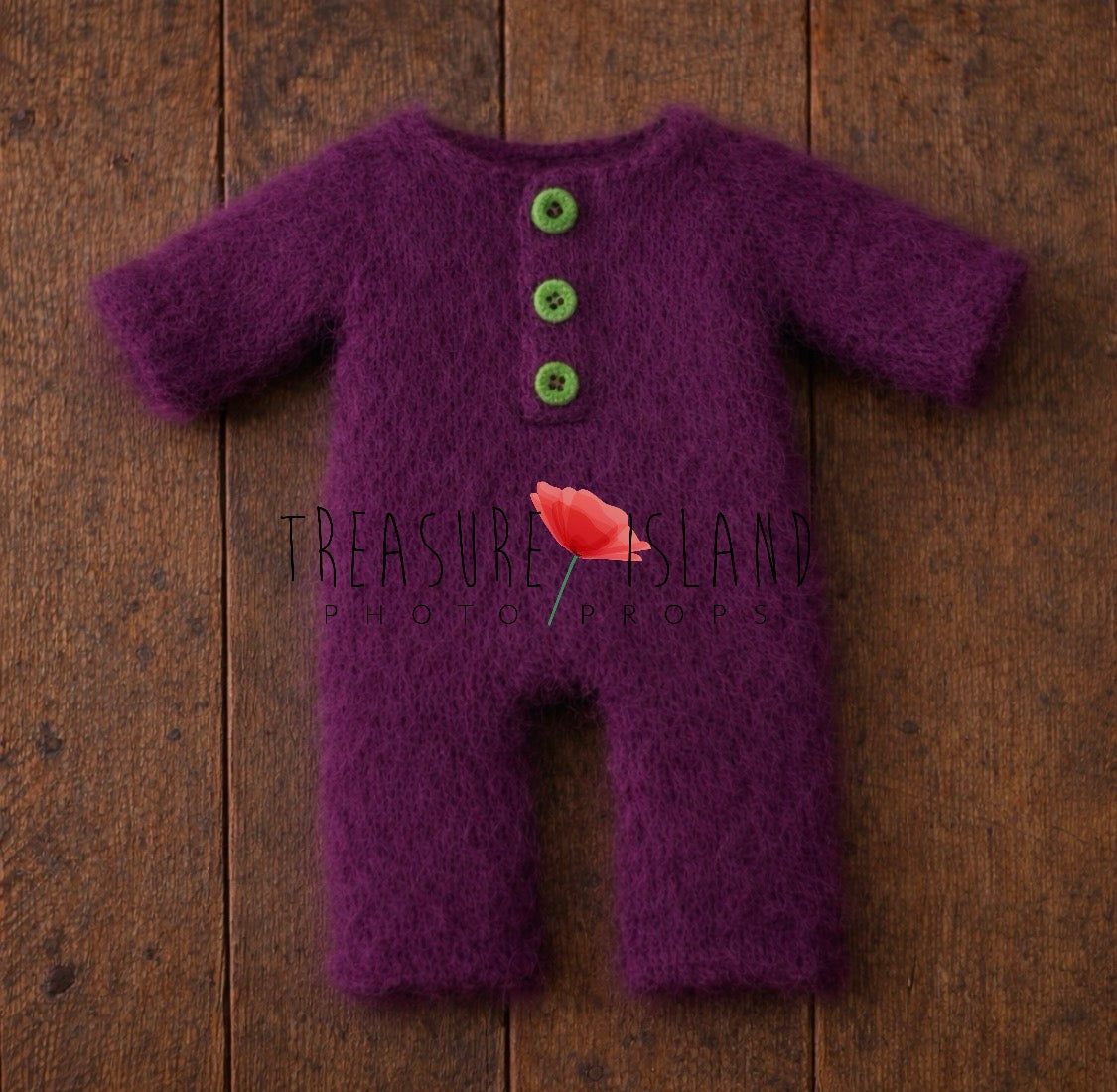 Hand-Knitted Romper – Eggplant | Cozy Baby Outfit