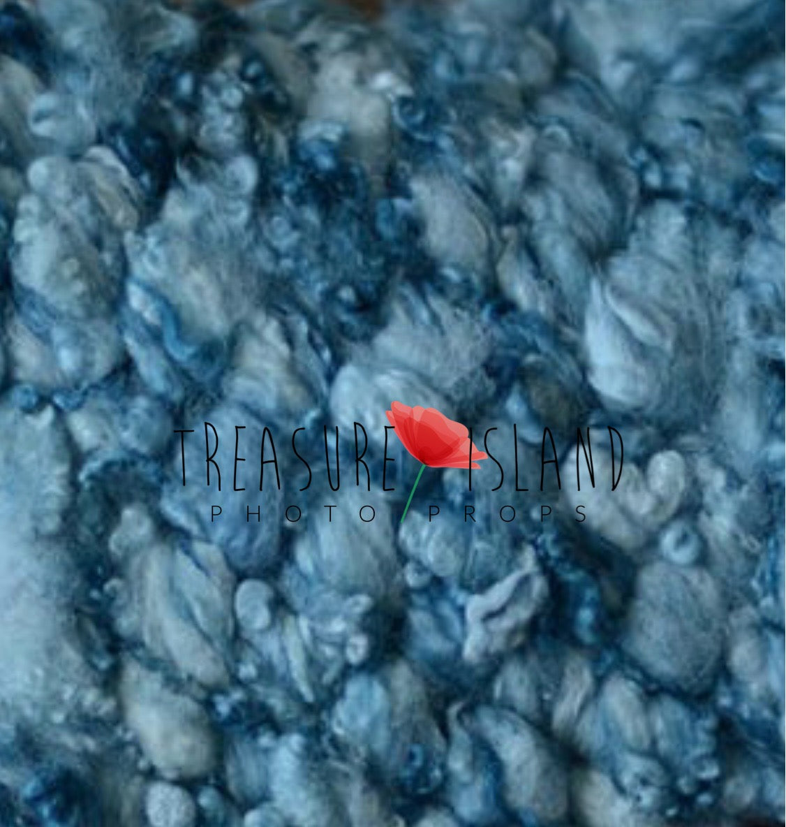 Curly Woven Blankets – Natural Wool & Sheep Locks Photography Props petrol color