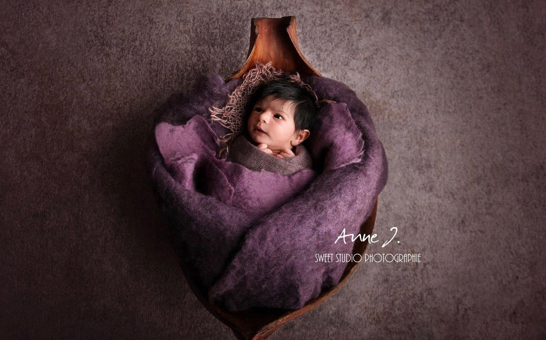 Hand-Felted Wool Blanket - Organic Shape Collection - photo props