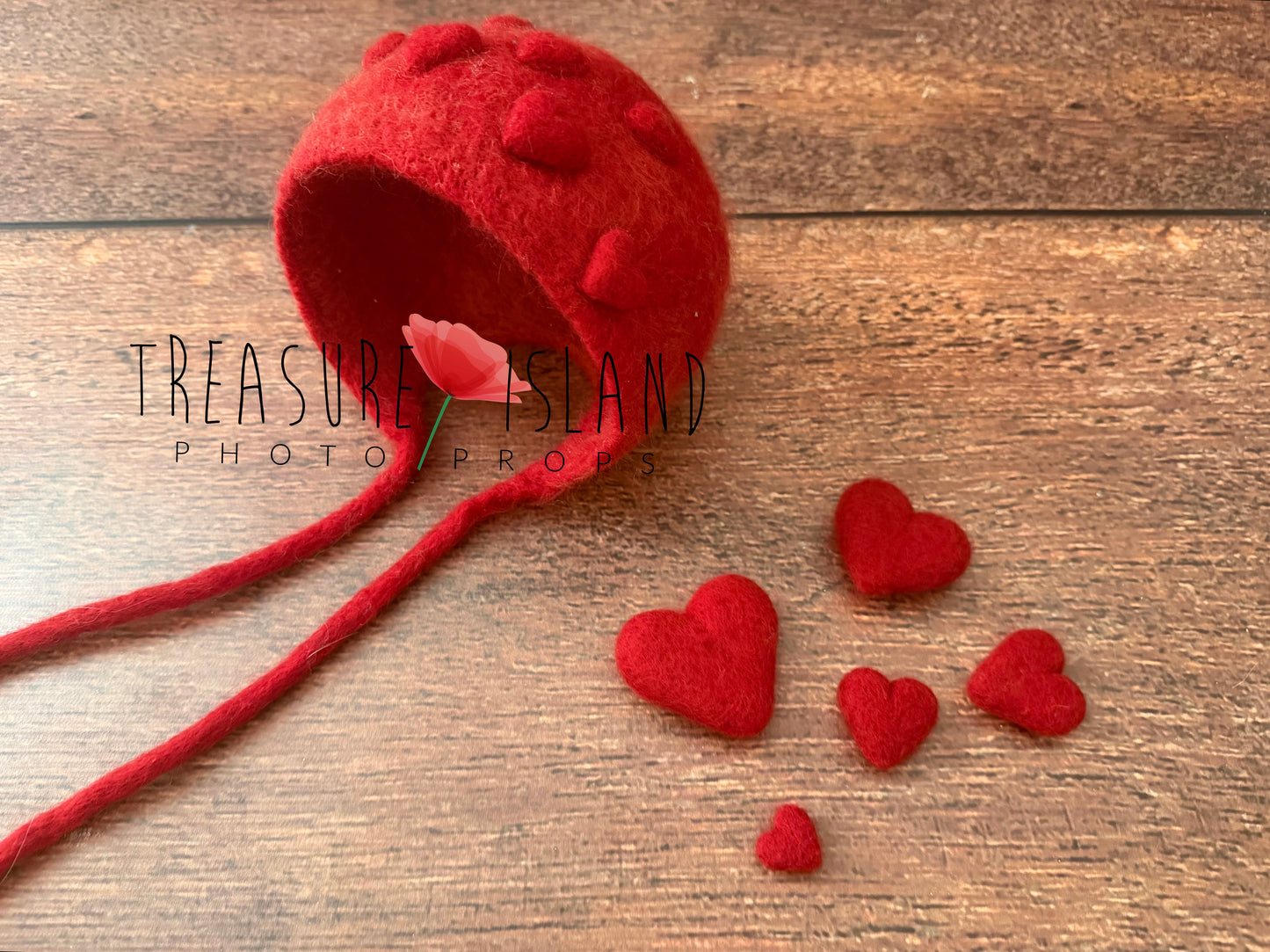 Valentine Felted Bonnet & Dress Set – Handmade Newborn Photography Props