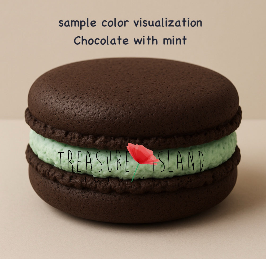 Handmade Chocolate with mint giant macaron photography prop