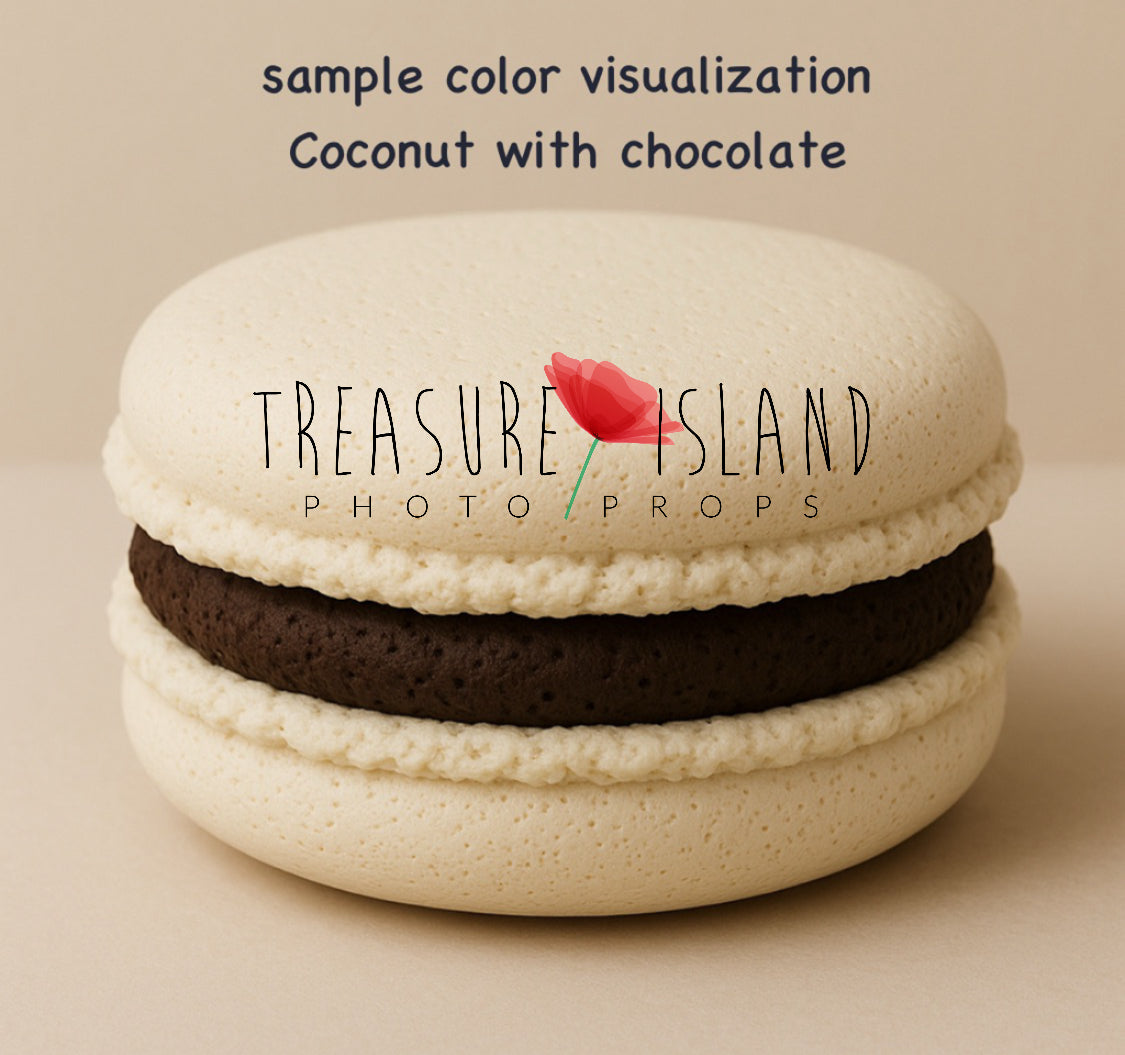 Handmade coconut with chocolate  giant macaron photography prop