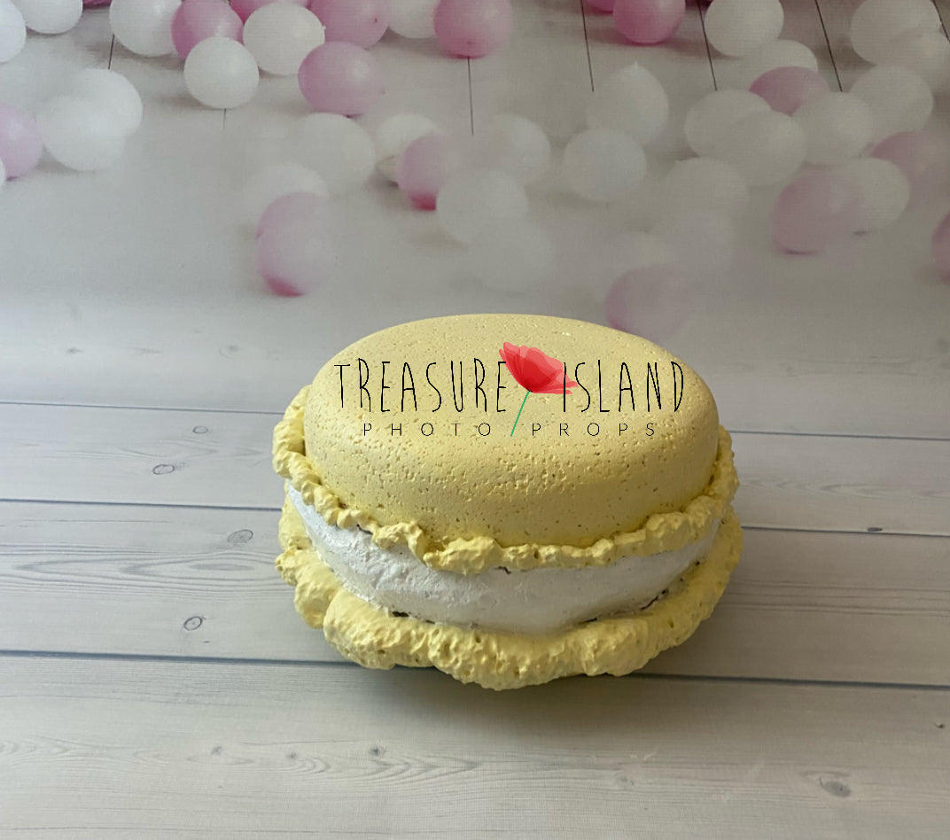 Giant styrofoam macaron prop for Cake Smash photography in biscuit colour