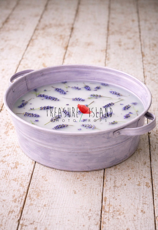 Lavender vintage milk bath bowl with floral styling