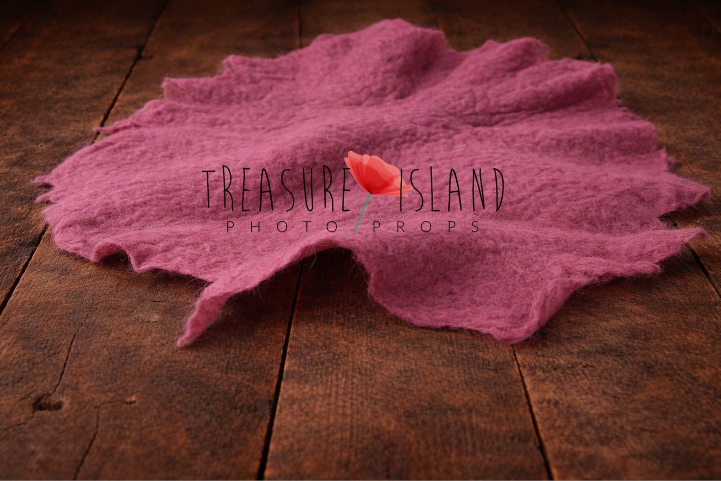  Mauve hand-felted irregular wool blanket with organic edges