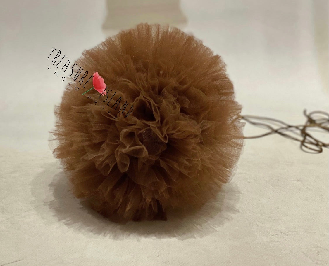 Milk Chocolate tulle pom pom handmade photography styling prop
