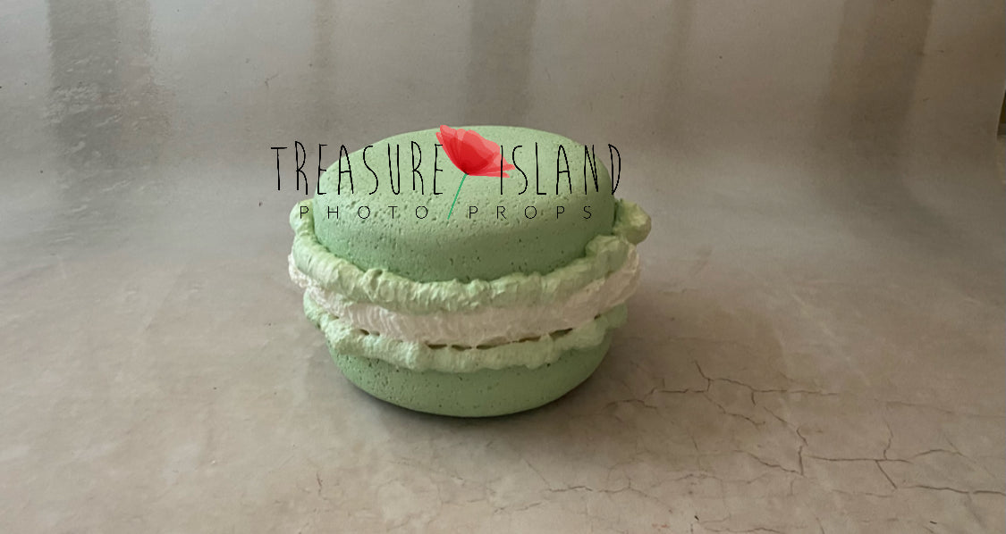 Giant mint styrofoam macaron prop for Cake Smash photography