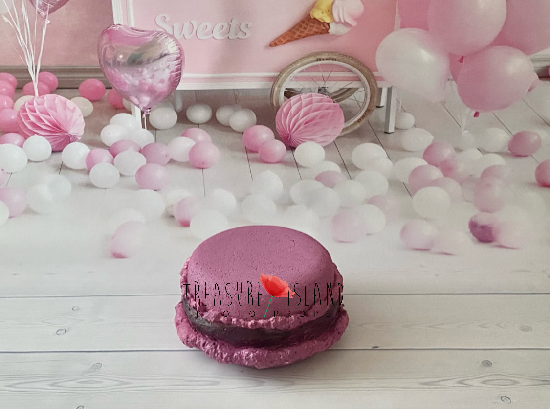 Giant Raspberry styrofoam macaron prop for Cake Smash photography