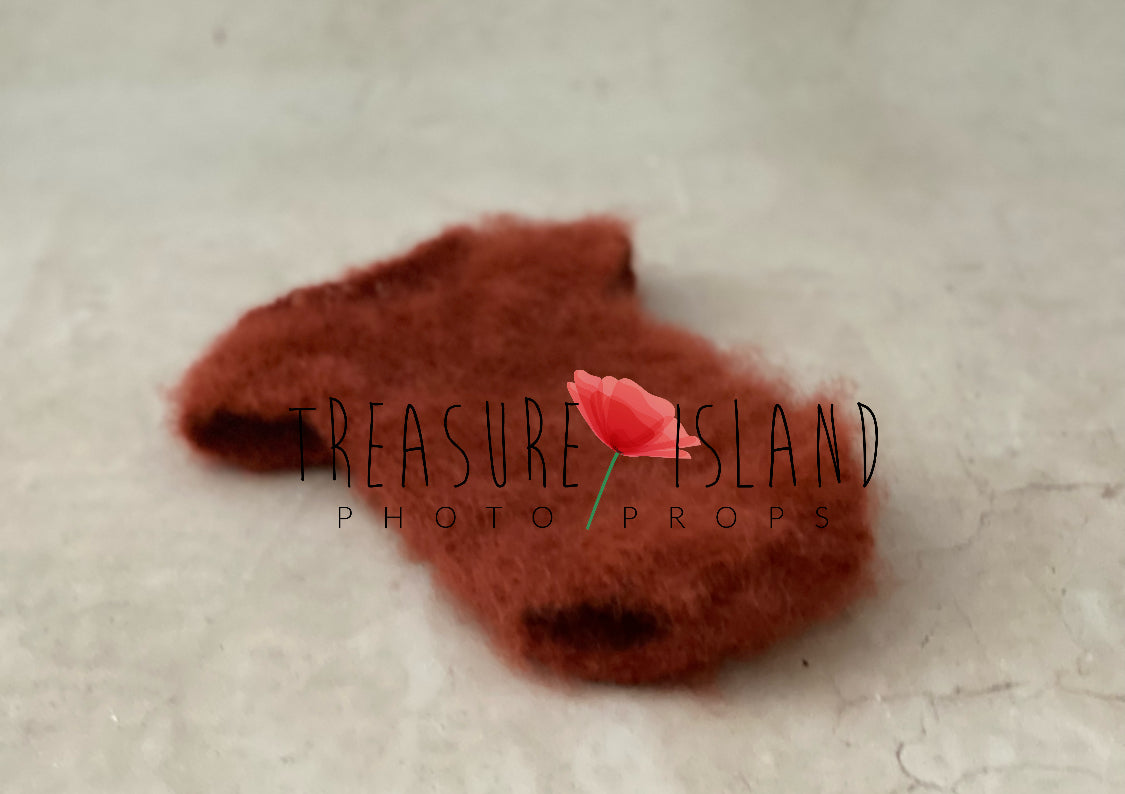 Rust fluffy short-sleeve knitted body for newborn and sitter photography