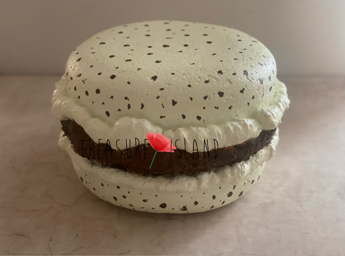Giant straciatella styrofoam macaron prop for Cake Smash photography
