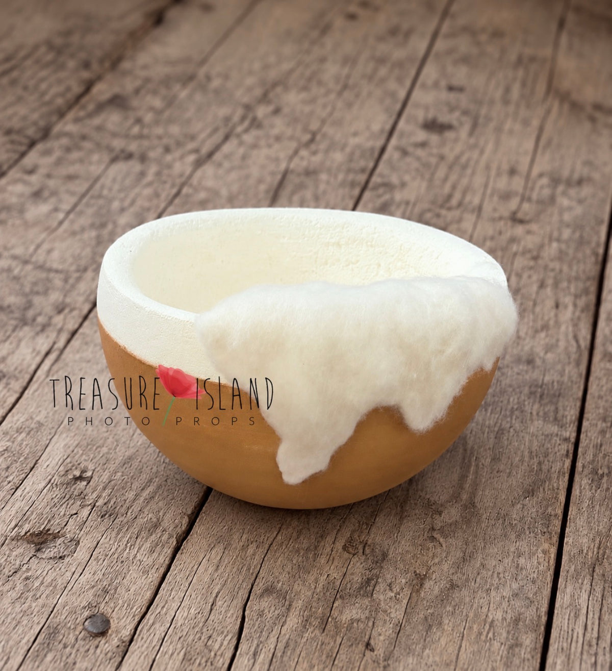 Cappuccino Dream lightweight styrofoam bowl with hand-felted cream detail