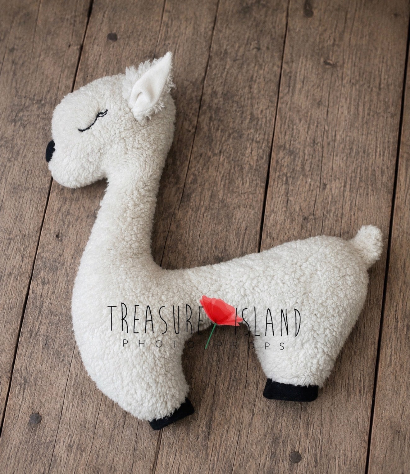Cream white sheep newborn posing pillow made from soft textured fabric