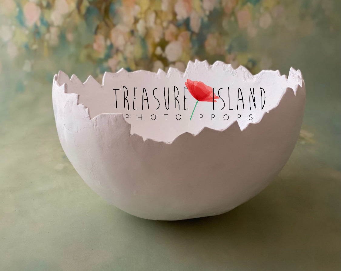 Deep handmade plaster eggshell for newborn and sitter photography setups