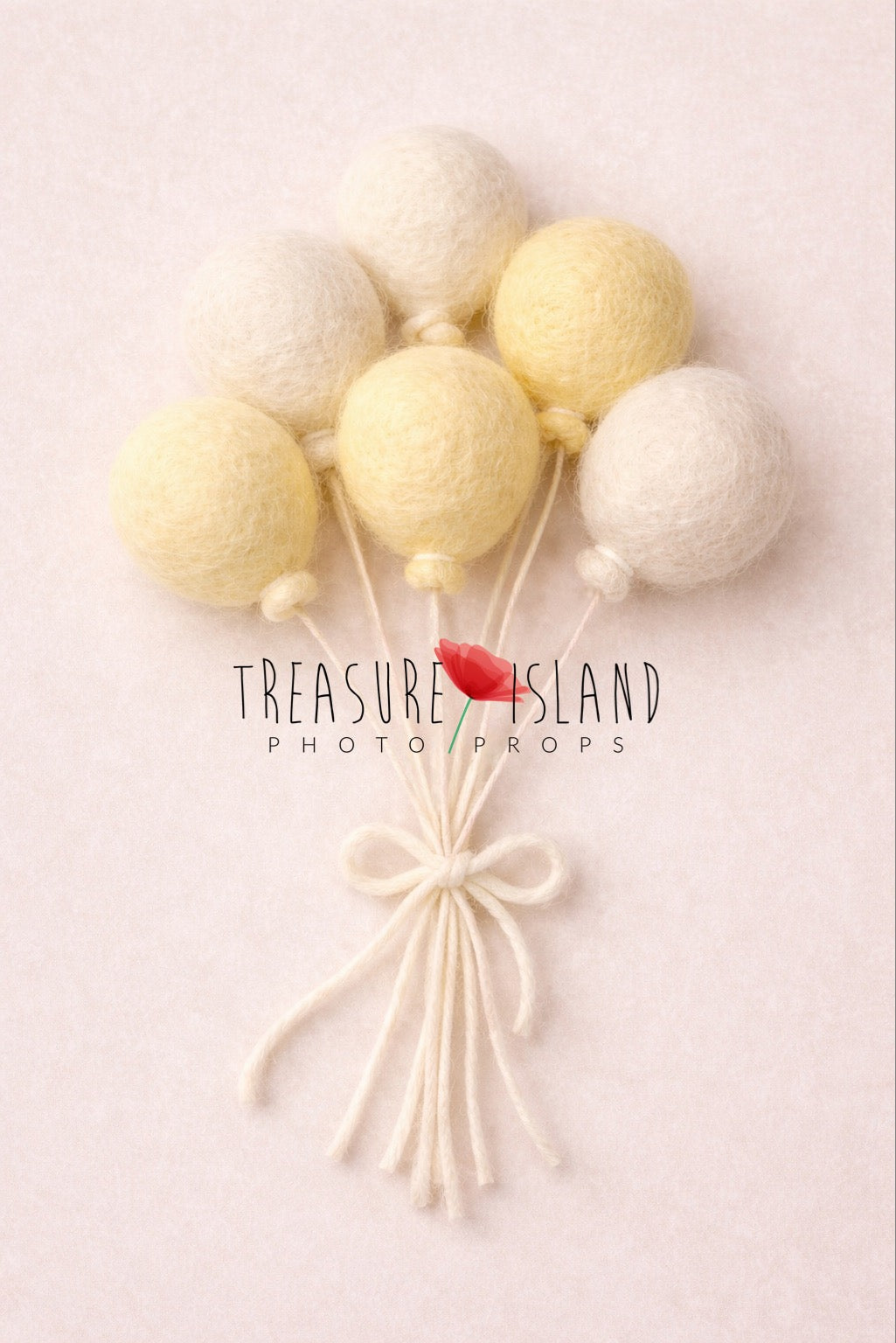Butter yellow and cream felted wool balloon set for baby photography