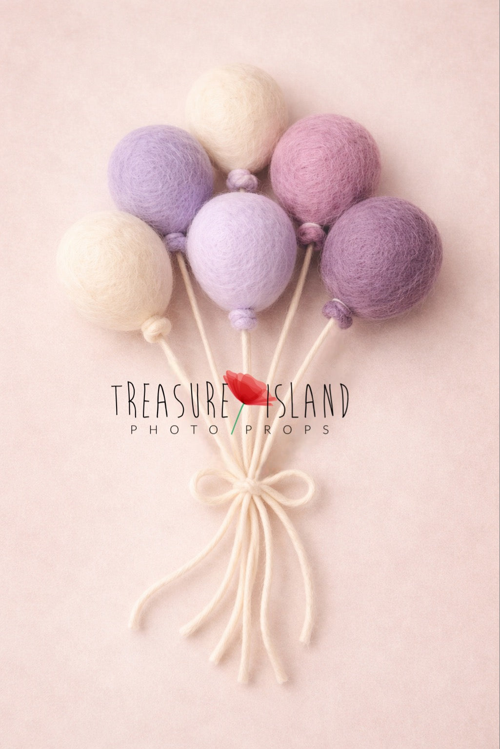 Lavender and cream  purple felted wool balloon set for newborn photography