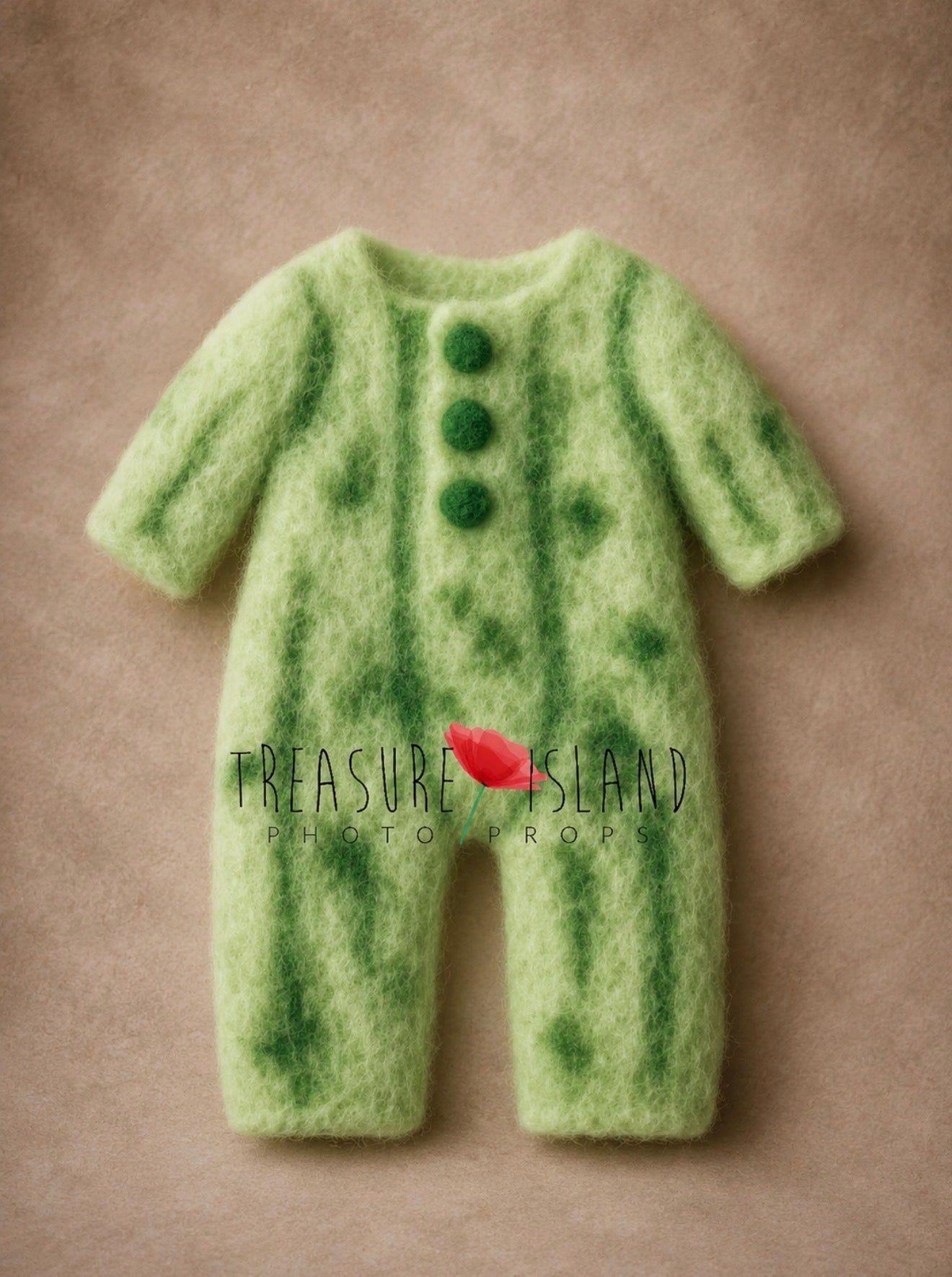 Bright green Fresh Verdant handmade fluffy romper for Fine Art baby photography