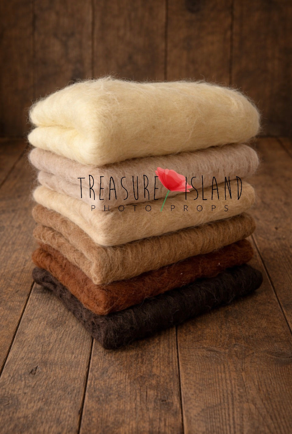 Handmade felted baby blankets in neutral wool colours for newborn photography