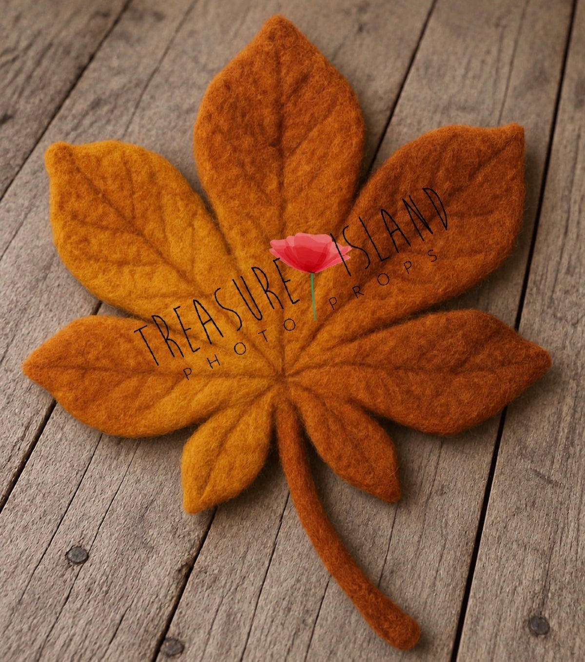 Handmade felted chestnut autumn leaf blanket for newborn and sitter photography