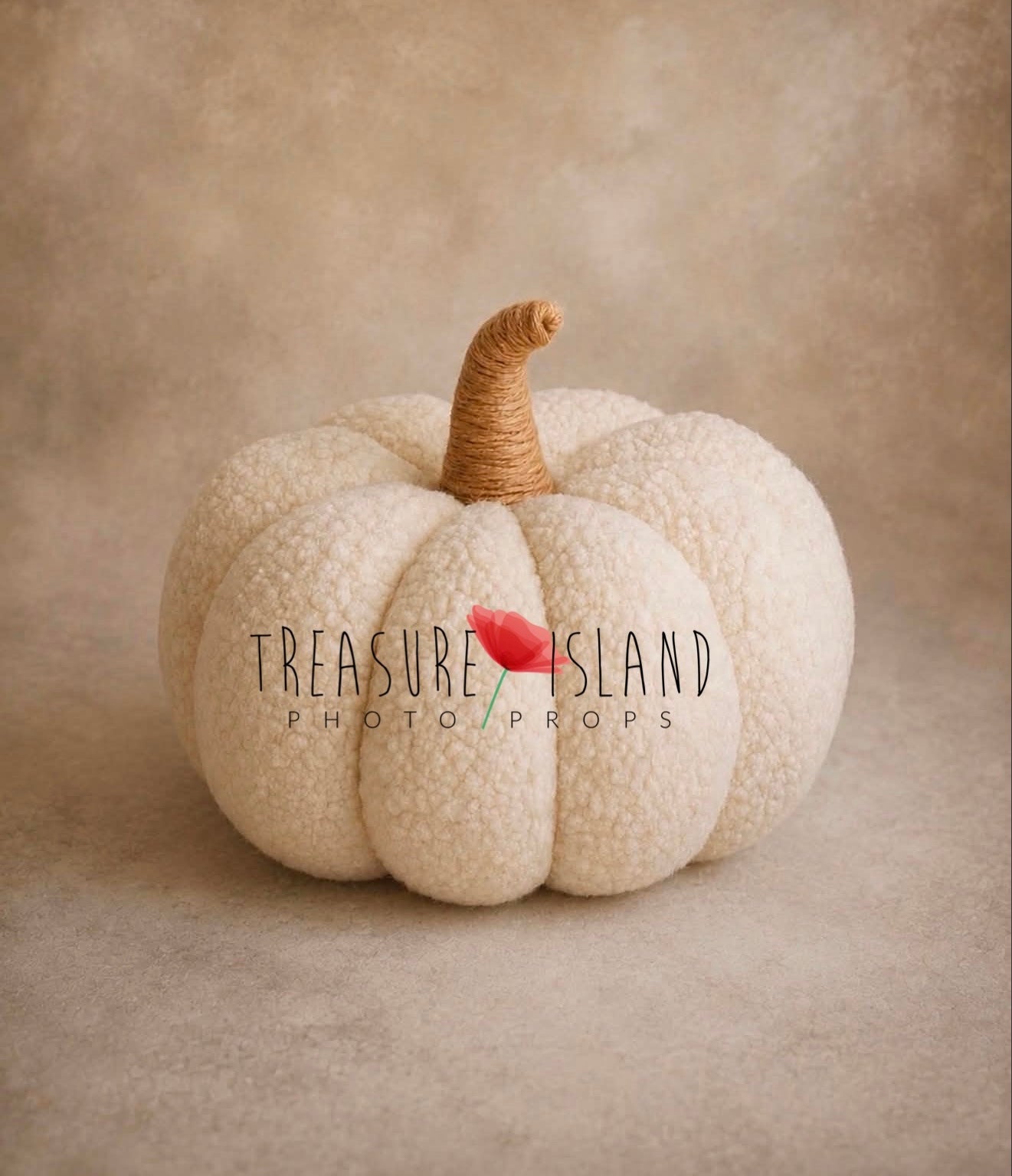 Handmade natural ivory bouclé pumpkin photography prop for newborn and sitter fall sessions