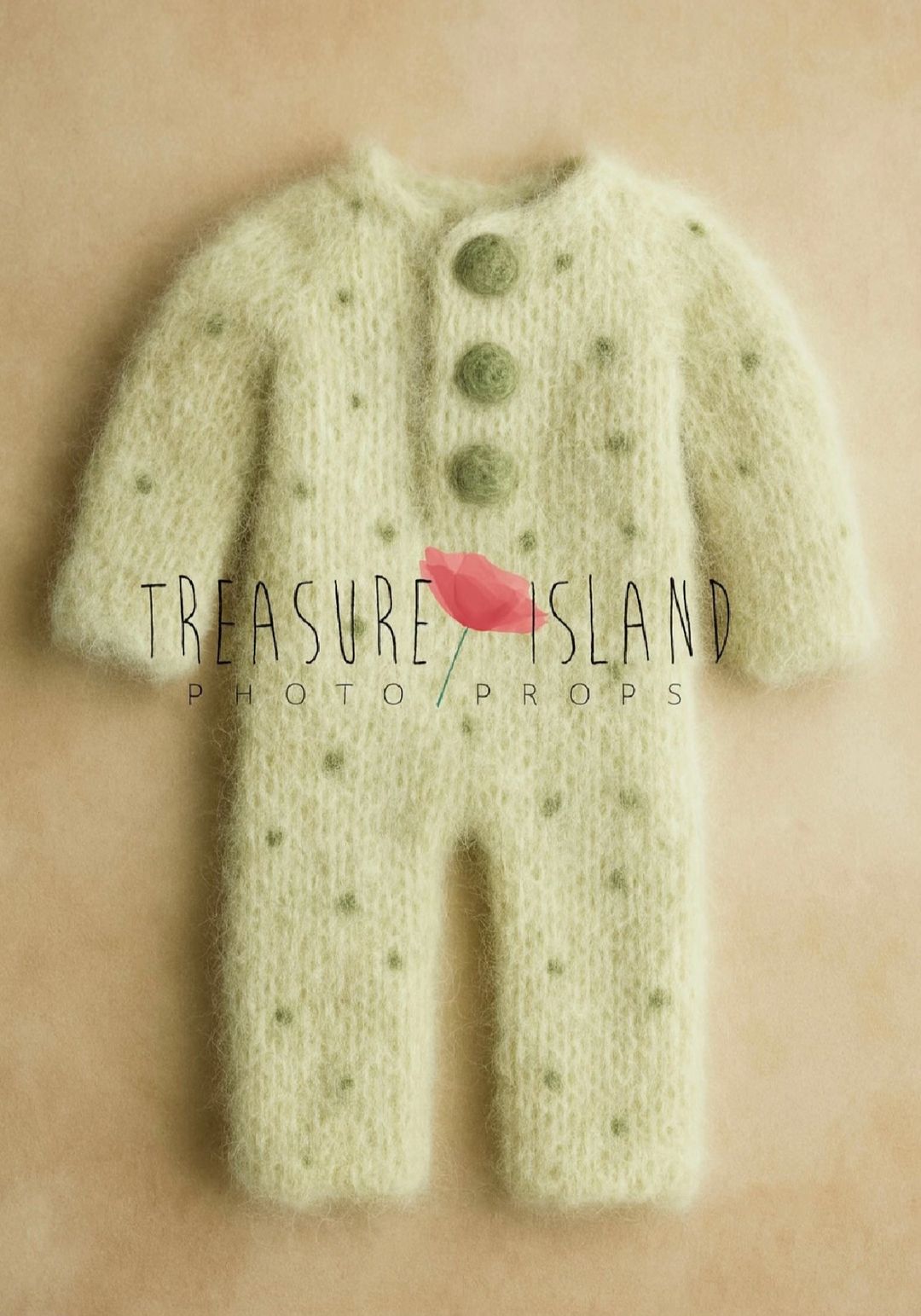 Ivory and sage Pâtisson knitted romper for newborn and sitter photography